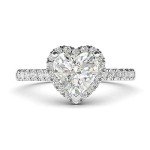 14k White Gold Heart-Shaped Diamond Halo Ring