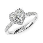 14k White Gold Heart-Shaped Diamond Halo Ring
