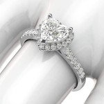 14k White Gold Heart-Shaped Diamond Halo Ring