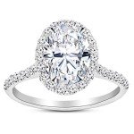 14K White Gold Lab Grown Oval Halo Engagement Ring