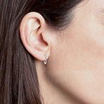 Sterling Silver Hoop Earrings with Lab Grown Diamonds