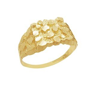 10K Solid Gold Thin Nugget Band Ring