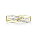 10K Yellow Gold Diamond Cross Twisted Ring for Women