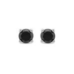 10K White Gold Black Diamond Stud Earrings