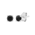 10K White Gold Black Diamond Stud Earrings