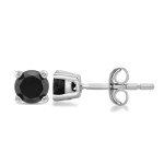 10K White Gold Black Diamond Stud Earrings