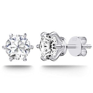 Moissanite Stud Earrings in White Gold Plated Silver