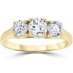 1ct Three Stone Diamond Engagement Ring in Gold