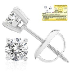 Lab Grown Diamond Stud Earrings in 14k White Gold