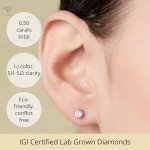 Lab Grown Diamond Stud Earrings in 14k White Gold