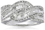 10K White Gold Diamond Twist Band Ring, Size 9