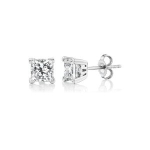 IGI Certified 1 Carat Princess Cut Diamond Studs
