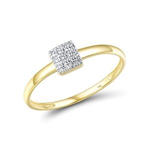 Dainty 10K Gold Diamond Square Ring for Women