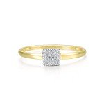Dainty 10K Gold Diamond Square Ring for Women