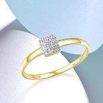 Dainty 10K Gold Diamond Square Ring for Women