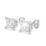 IGI Certified 1 Carat Princess Cut Diamond Studs