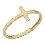 10k Yellow Gold High Polish Cross Ring - Size 7