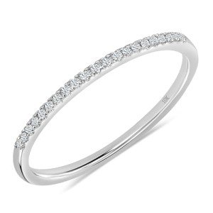 Minimalist Stackable White Diamond Wedding Band 10K Gold