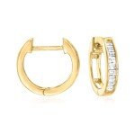 Diamond Huggie Hoop Earrings in Gold Over Sterling