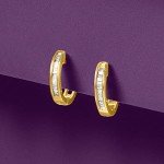 Diamond Huggie Hoop Earrings in Gold Over Sterling