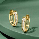 Diamond Huggie Hoop Earrings in Gold Over Sterling