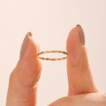 14k Gold Stackable Twisted Braided Rings for Women
