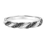 10K White Gold Black Diamond Twist Promise Ring