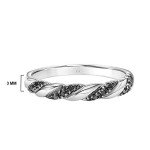 10K White Gold Black Diamond Twist Promise Ring