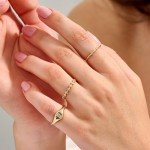 14k Gold Stackable Twisted Braided Rings for Women
