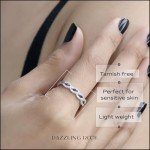 Blue Sapphire & Diamond Swirl Stackable Ring 10K
