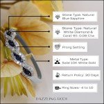 Blue Sapphire & Diamond Swirl Stackable Ring 10K