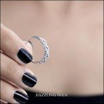 Blue Sapphire & Diamond Swirl Stackable Ring 10K
