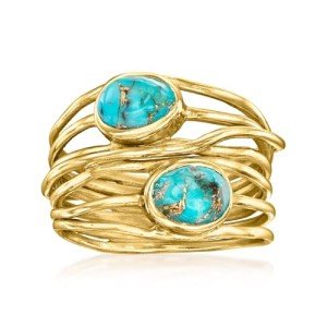18kt Gold Over Sterling Gemstone Highway Ring