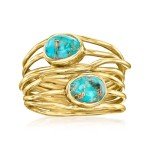 18kt Gold Over Sterling Gemstone Highway Ring