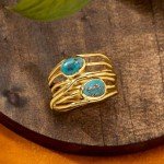 18kt Gold Over Sterling Gemstone Highway Ring