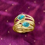 18kt Gold Over Sterling Gemstone Highway Ring