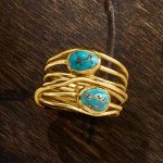 18kt Gold Over Sterling Gemstone Highway Ring