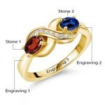 Personalized 2-Stone Birthstone Infinity Love Knot Ring