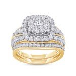 Moissanite Double Halo Bridal Set in Yellow Gold