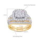 Moissanite Double Halo Bridal Set in Yellow Gold