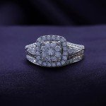 Moissanite Double Halo Bridal Set in Yellow Gold