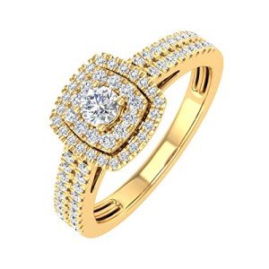 1/2 Carat Double Halo Diamond Ring in Yellow Gold