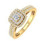 1/2 Carat Double Halo Diamond Ring in Yellow Gold