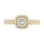 1/2 Carat Double Halo Diamond Ring in Yellow Gold