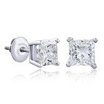 Certified Lab-Grown Princess Cut Diamond Studs