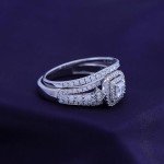 Lab Created Moissanite & Diamond Halo Ring Set