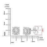 Diamond Halo Stud Earrings in Rhodium-Plated Silver