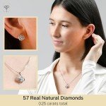 Diamond Love Knot Stud Earrings & Pendant Necklace Set