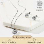 Diamond Love Knot Stud Earrings & Pendant Necklace Set
