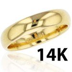 14K Yellow Gold 4mm Polished Wedding Band, Size 9